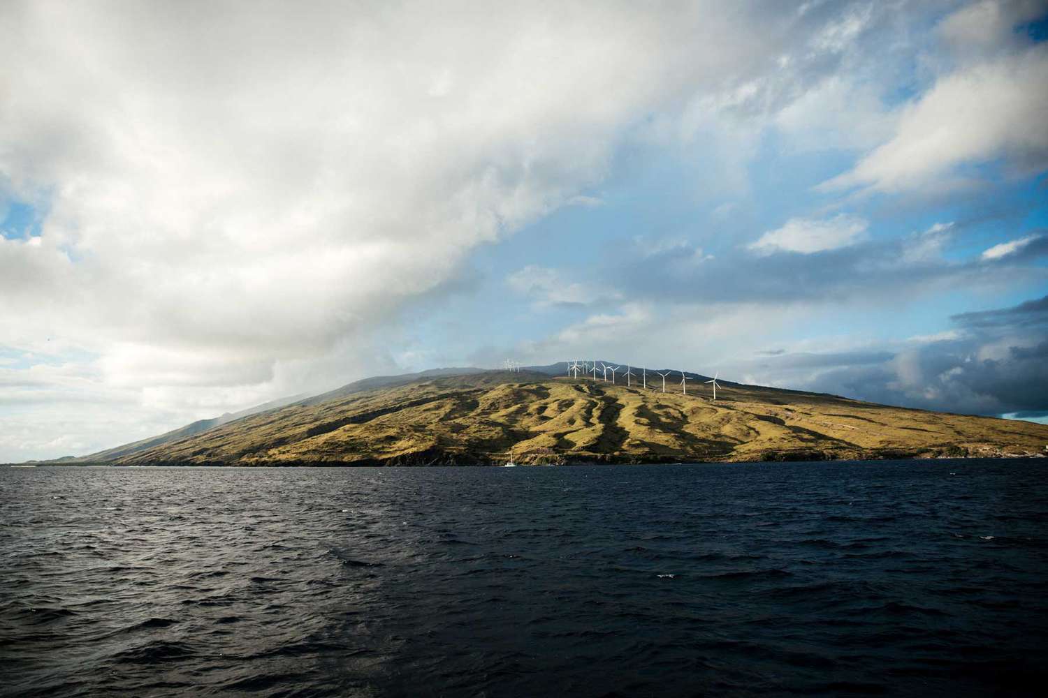 Vue des turbines sur l'île hawaïenne de Maui