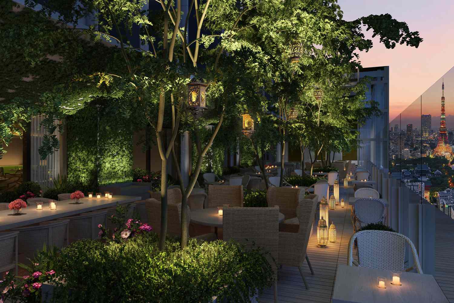 Bar sur la terrasse du Tokyo Edition