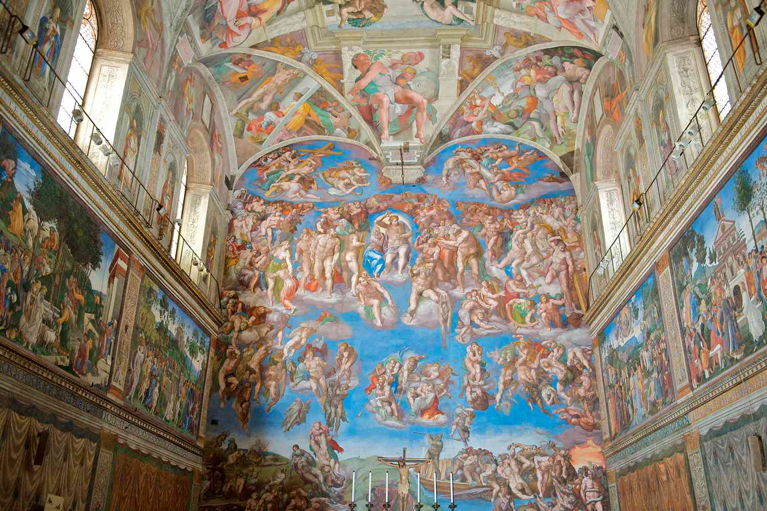 Fresque du Dernier Jugement de Michel-Ange dans la Chapelle Sixtine, après restauration, Cité du Vatican, Rome.