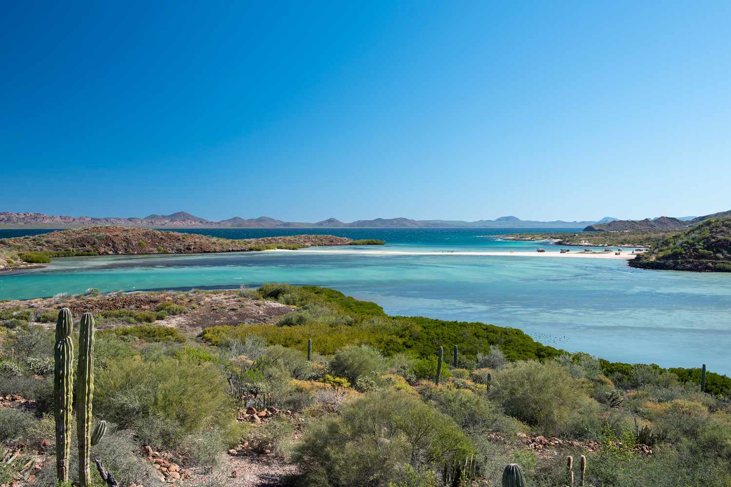 Vue de la plage El Requeson dans la baie de Conception, Basse-Californie à Mulegé, B.C.S., Mexique