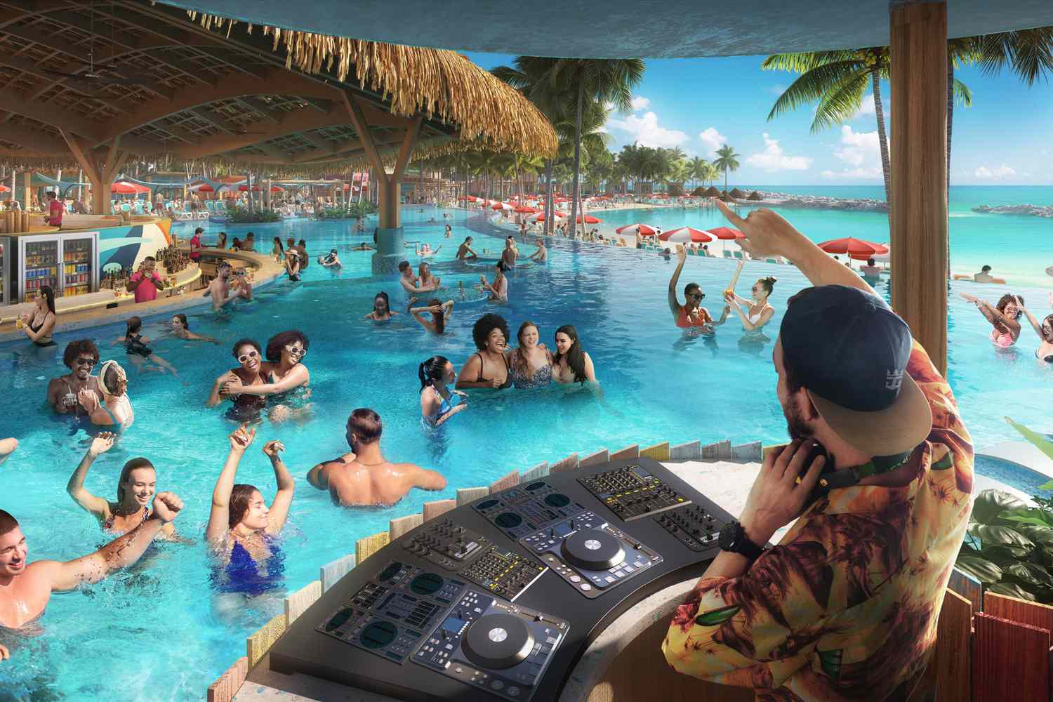 Adultes lors d'une fête à la piscine