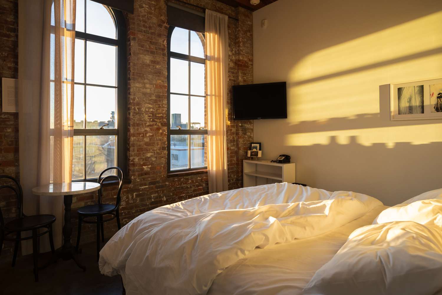 Sunset light coming into a guest room