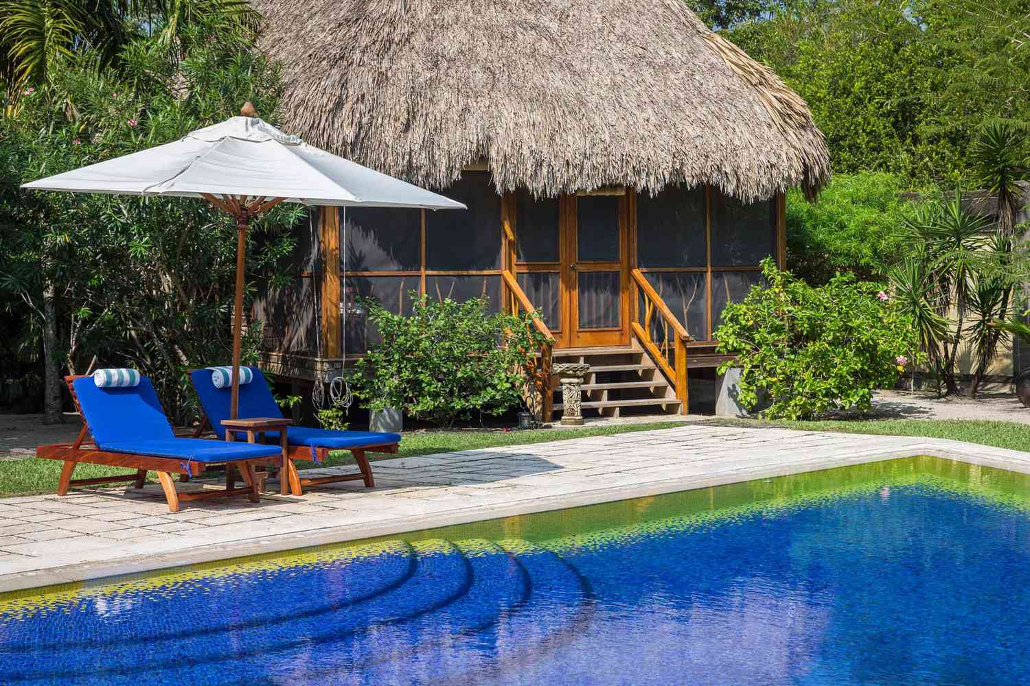 Piscine et villa à Turtle Inn