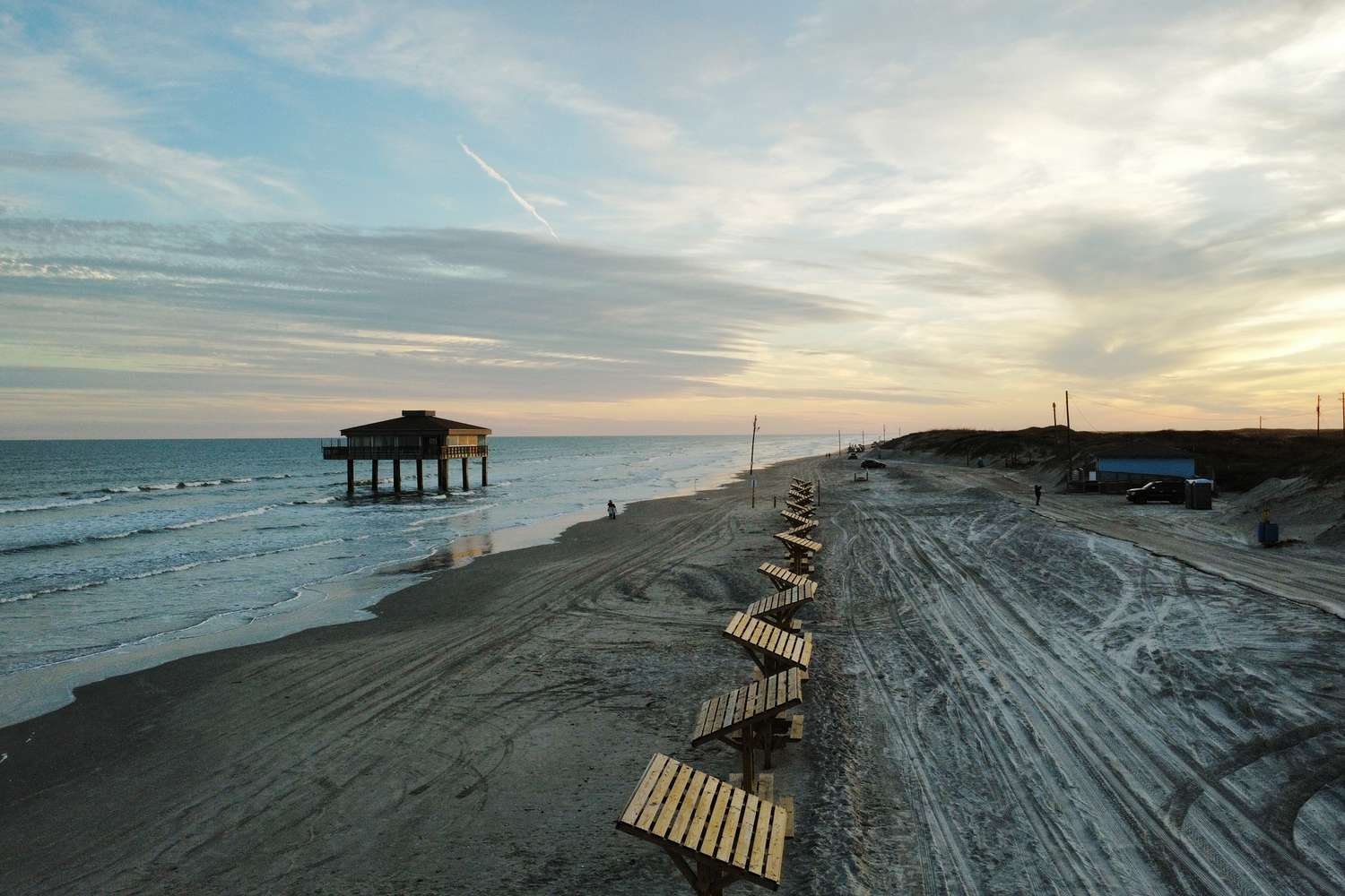 Vestiges du pier Bob Hall à Padre Island