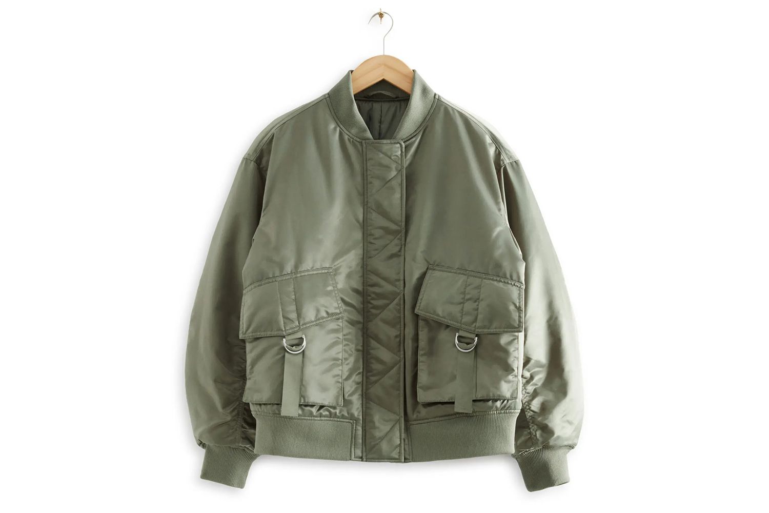 & OTHER STORIES Ruched Satin Bomber Jacket