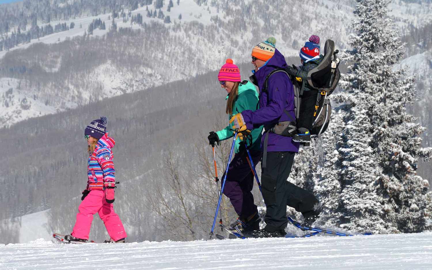 Excursion en raquettes en famille à Steamboat
