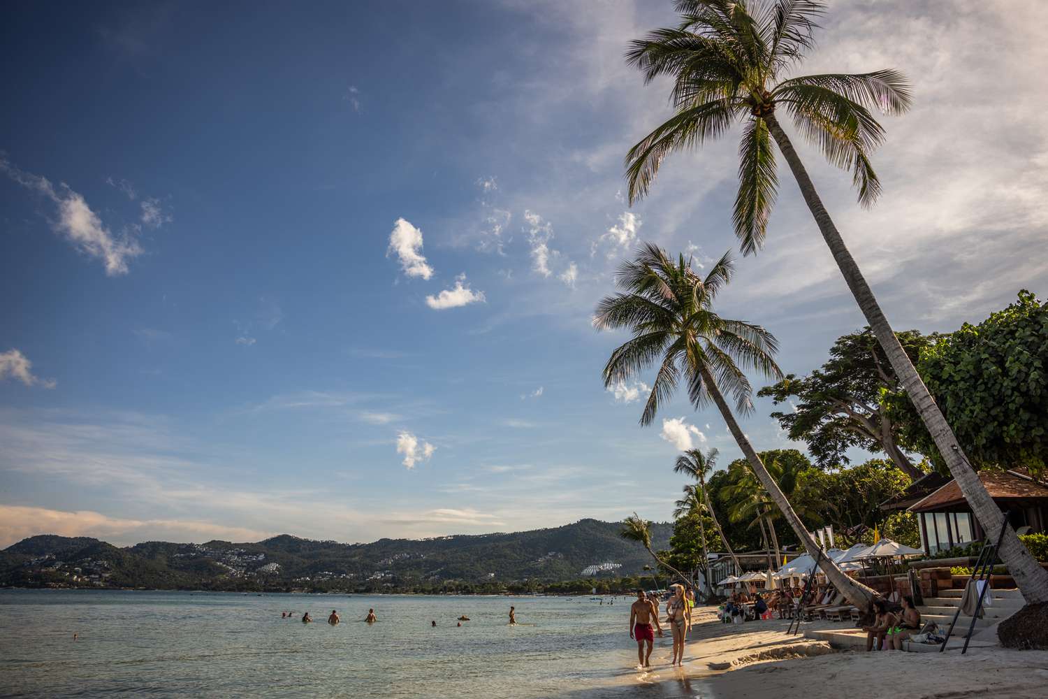Des gens se promenant sur la plage