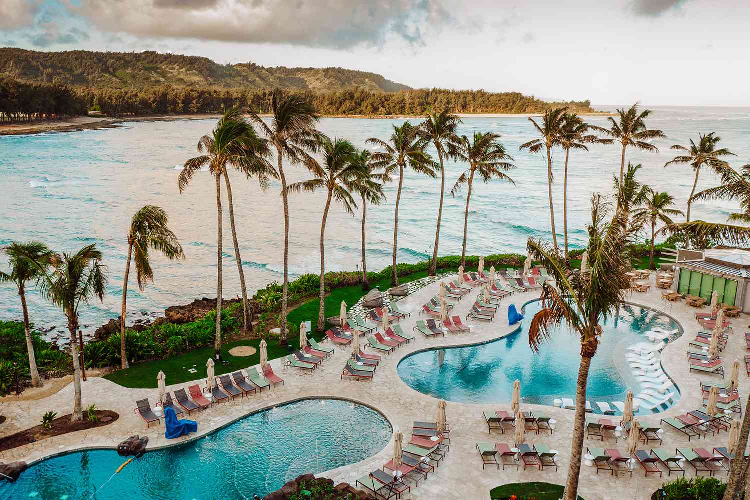 Vue aérienne de la piscine du Turtle Bay Resort