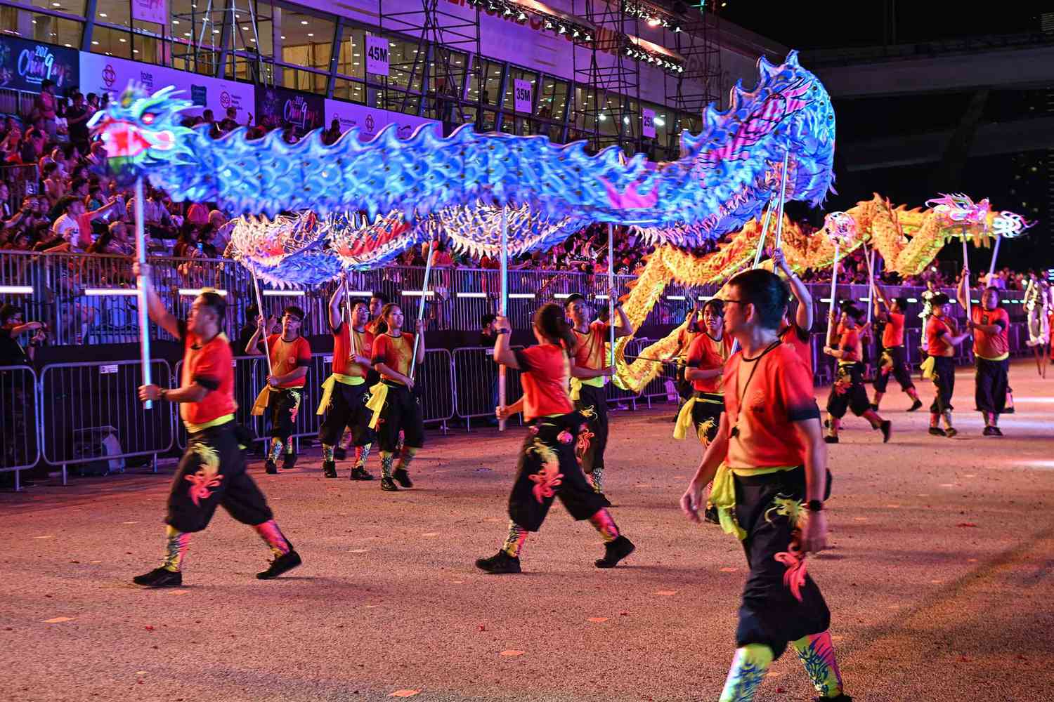 Des artistes participent à la parade annuelle Chingay du Nouvel An lunaire chinois à Singapour le 15 février 2019. - La parade Chingay est une parade de rue spectaculaire, tenue à Singapour depuis 1974 pour célébrer le Nouvel An lunaire et les cultures multi-ethniques.