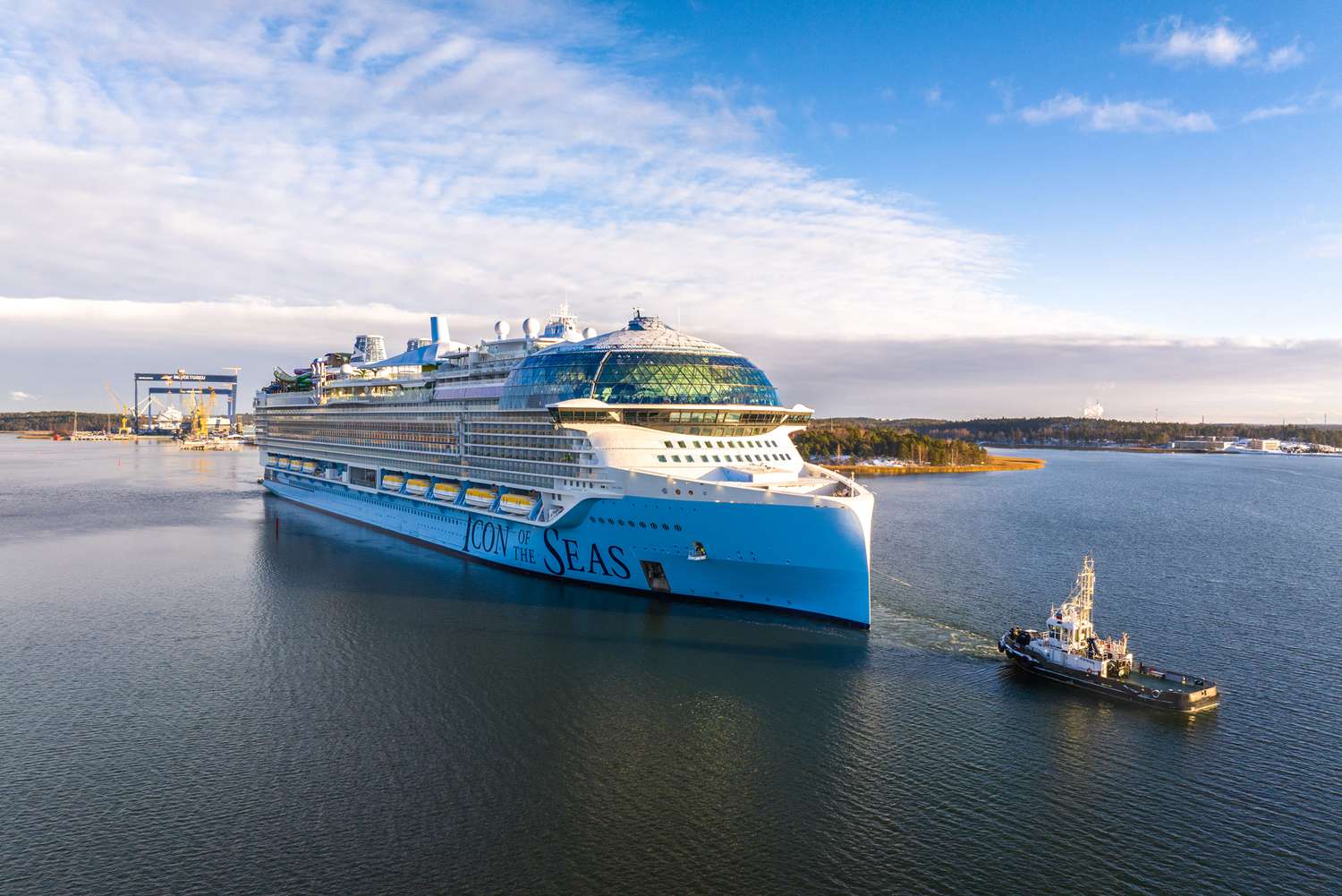 Drone shot of ship