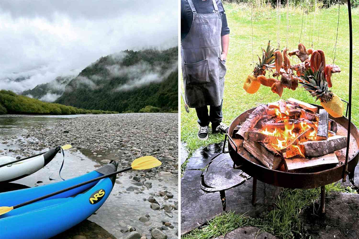 Raft et cuisson au feu sur le Rio Palena