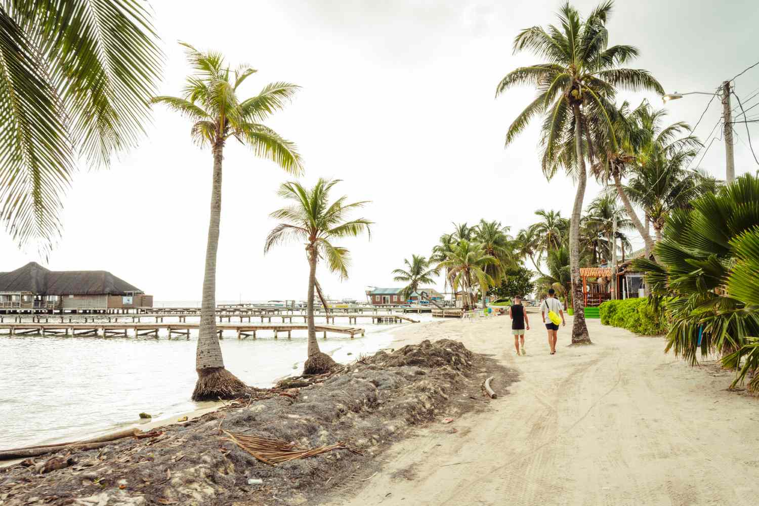 Des gens marchant le long d'une plage