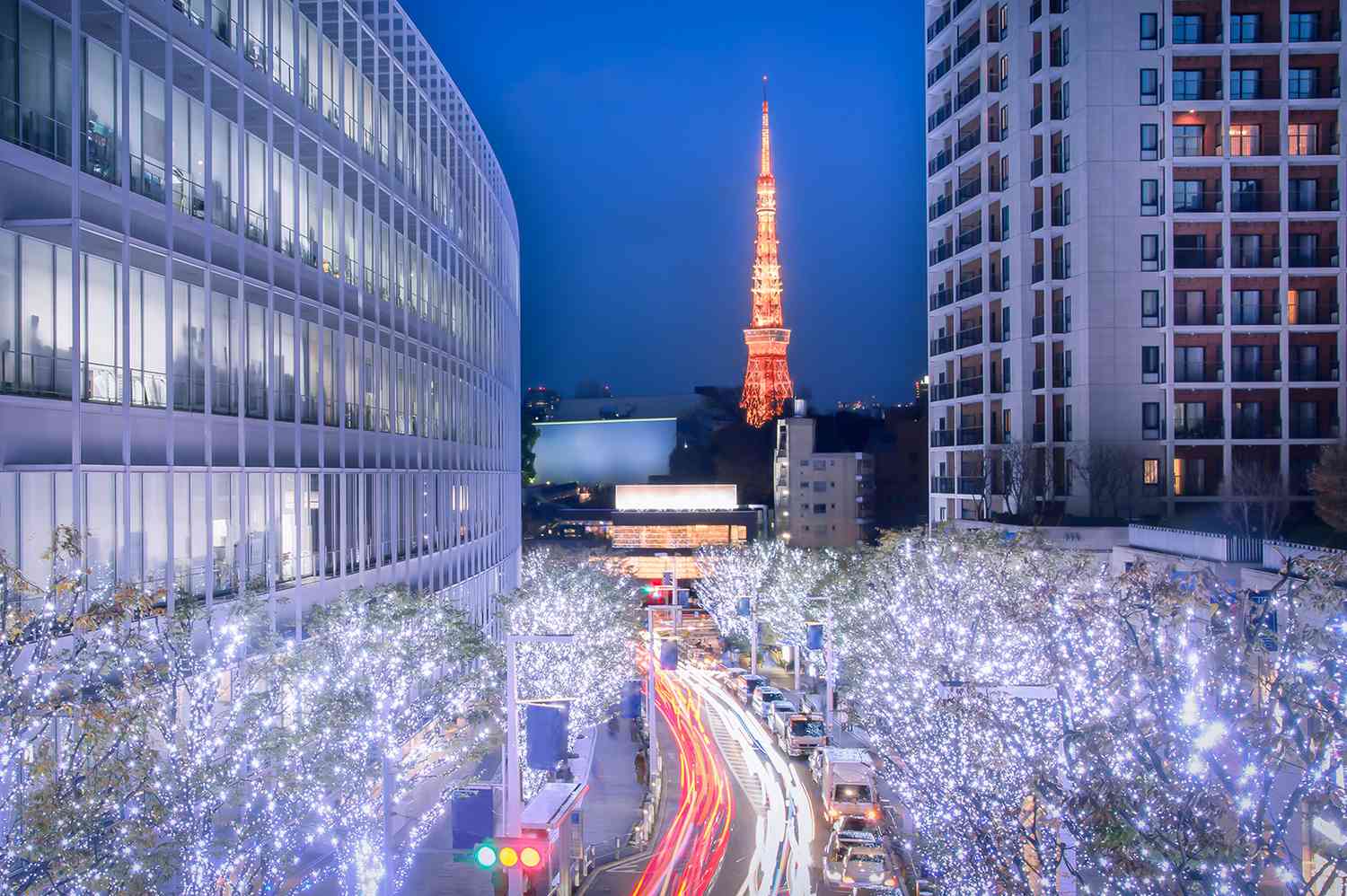 décorations d'hiver dans les rues de Tokyo